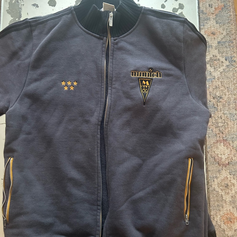 Blue Marlin Faded Blue Munich Gray Jacket w/ Gold Acc (Broken Zipper) Size XL